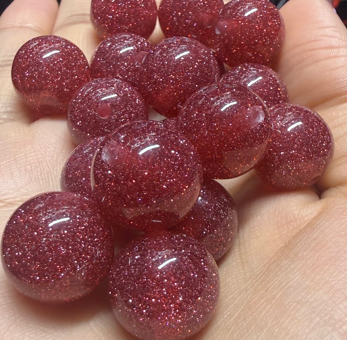 16MM Glitter Acrylics(Red)