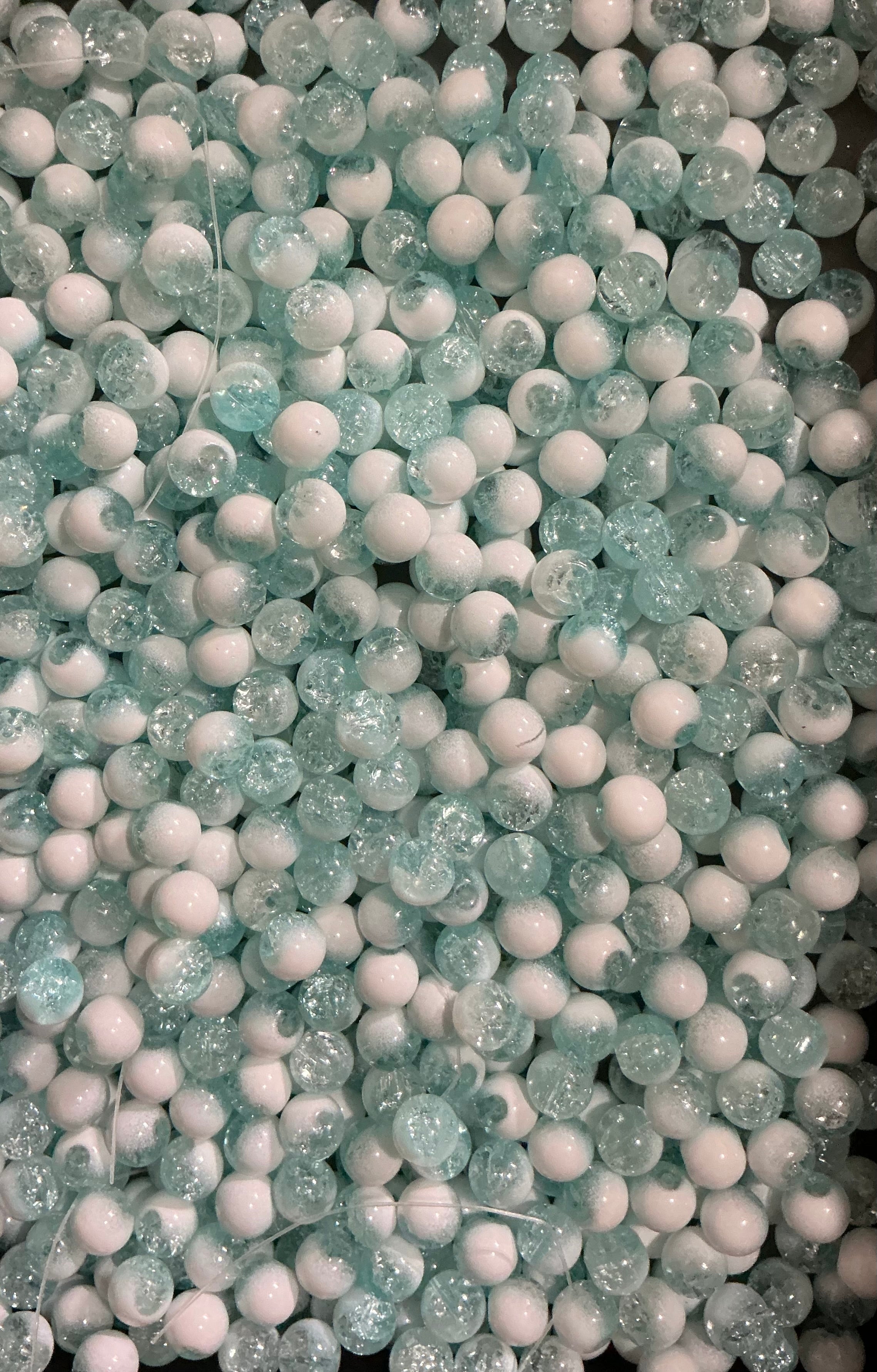 Blue crackle/white (10mm)